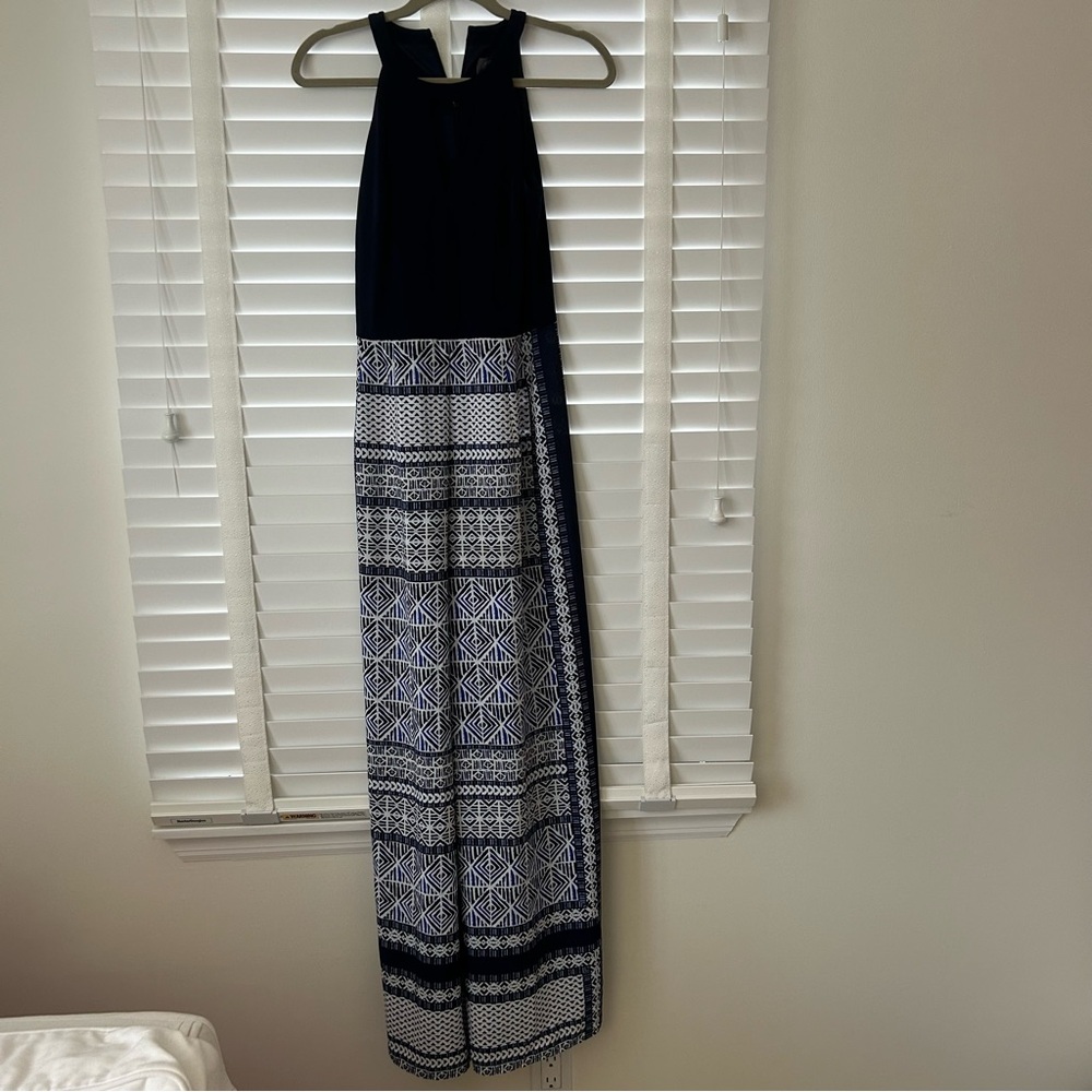 Vince Camuto Jumpsuit Sleeveless Halter Navy White Size 2